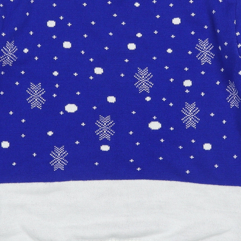Stylo Boys Blue Round Neck  Acrylic Pullover Jumper Size 7-8 Years  Pullover - Rudolph Christmas Jumper