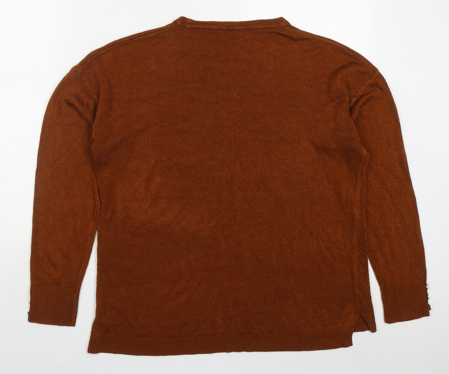 Pep&Co Womens Brown Round Neck  Acrylic Pullover Jumper Size 18
