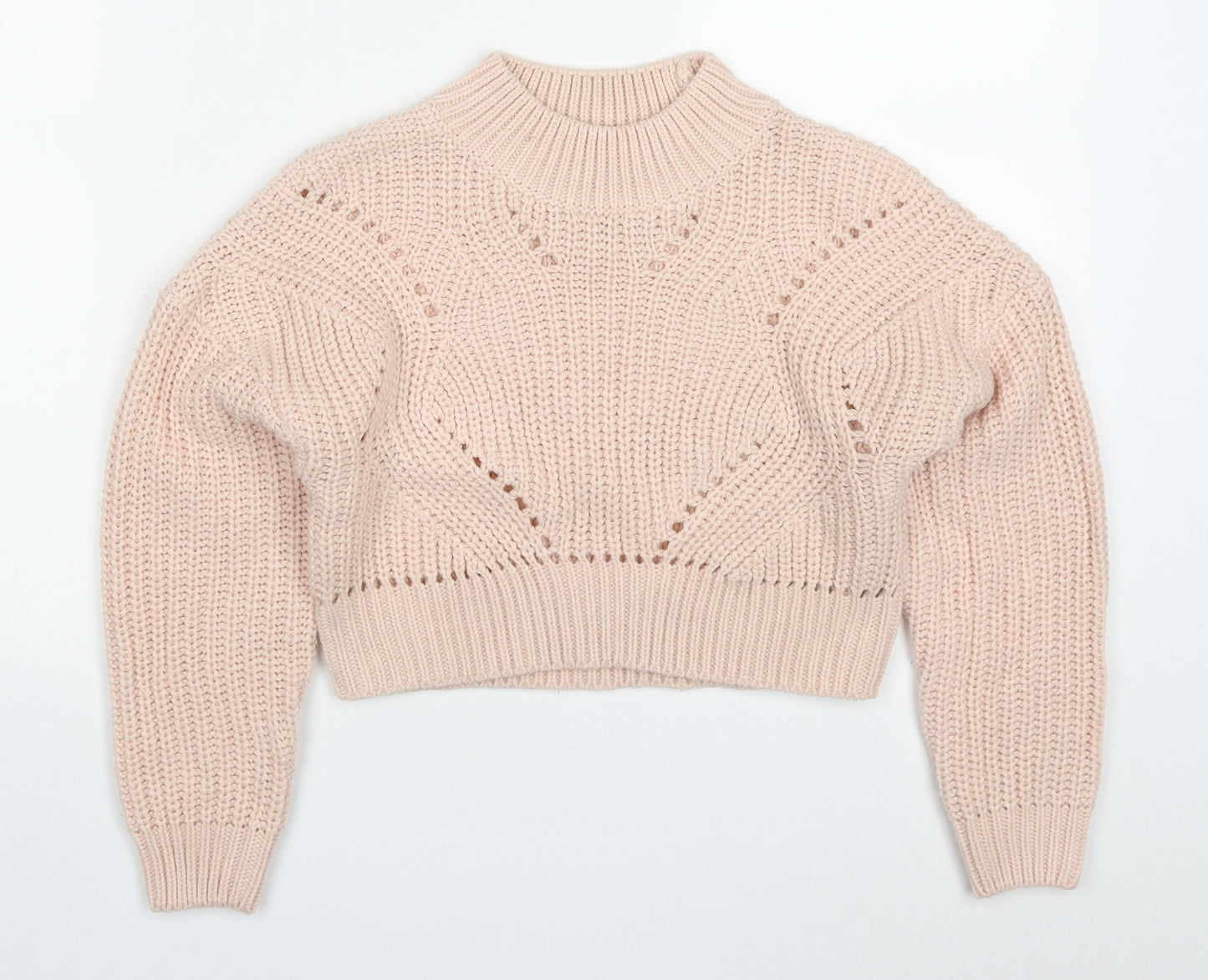 New Look Girls Pink Round Neck  Acrylic Pullover Jumper Size 10-11 Years  Pullover