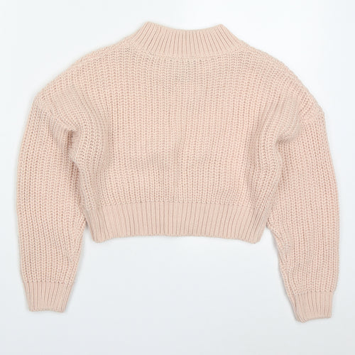 New Look Girls Pink Round Neck  Acrylic Pullover Jumper Size 10-11 Years  Pullover