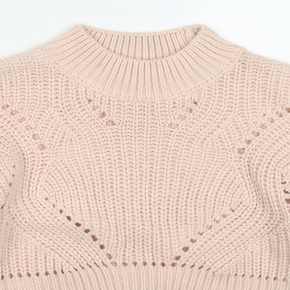 New Look Girls Pink Round Neck  Acrylic Pullover Jumper Size 10-11 Years  Pullover