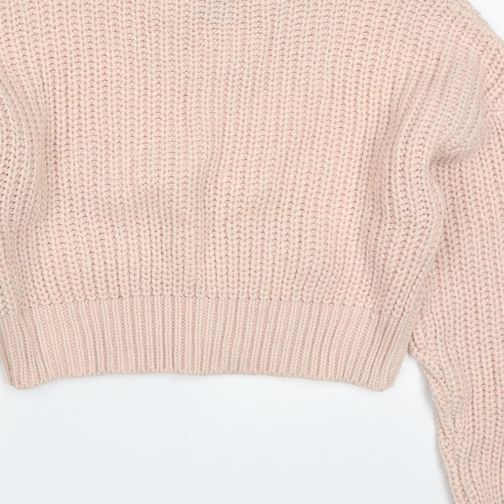 New Look Girls Pink Round Neck  Acrylic Pullover Jumper Size 10-11 Years  Pullover
