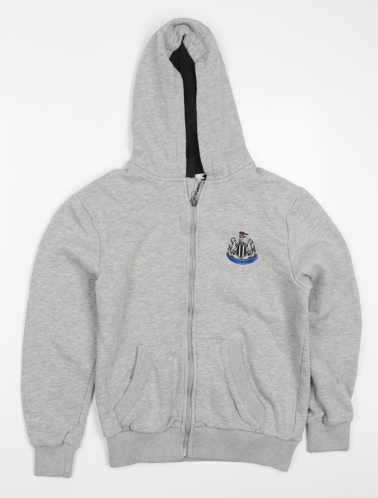 Newcastle United Boys Grey  Polyester Full Zip Hoodie Size 13 Years  Zip