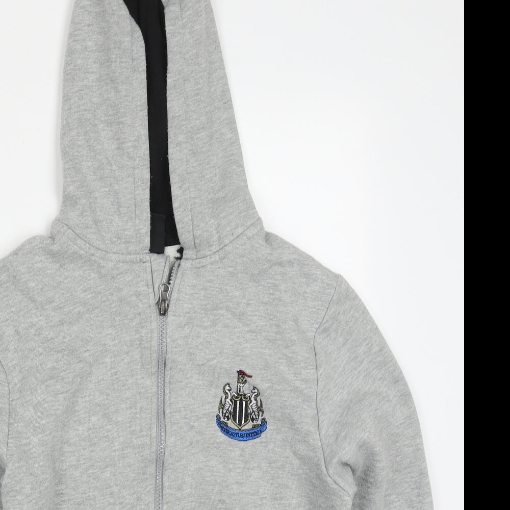 Newcastle United Boys Grey  Polyester Full Zip Hoodie Size 13 Years  Zip