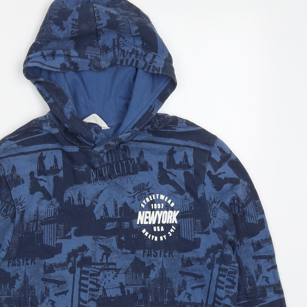 H&M Boys Blue  Cotton Pullover Hoodie Size 13-14 Years  Pullover - New York