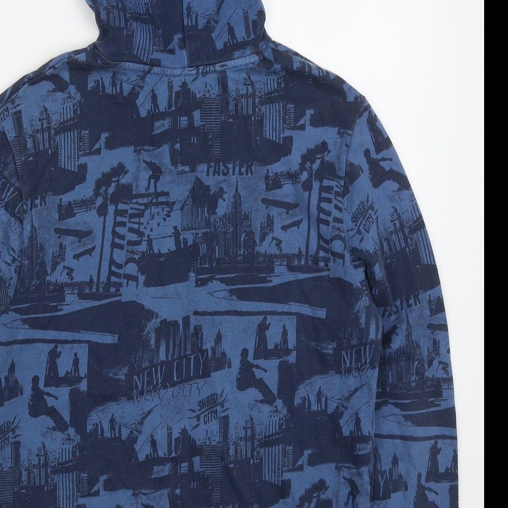 H&M Boys Blue  Cotton Pullover Hoodie Size 13-14 Years  Pullover - New York