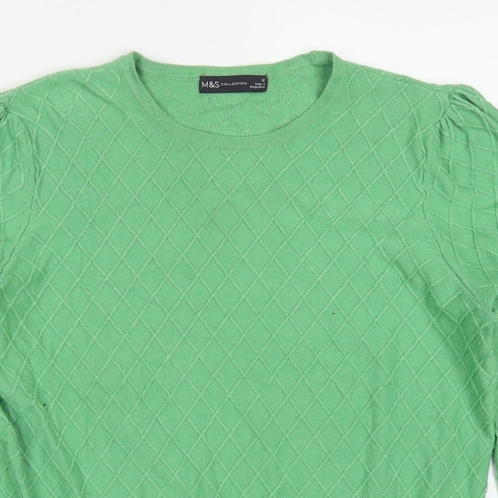Marks and Spencer Womens Green Round Neck  Viscose Pullover Jumper Size 12