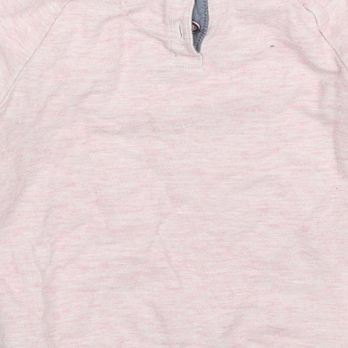 NEXT Girls Pink Striped Cotton Basic T-Shirt Size 12-18 Months Roll Neck Pullover - Stay Cool