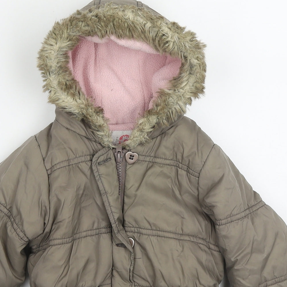 Evie Girls Brown   Parka Coat Size 18-24 Months   Zip - Butterfly