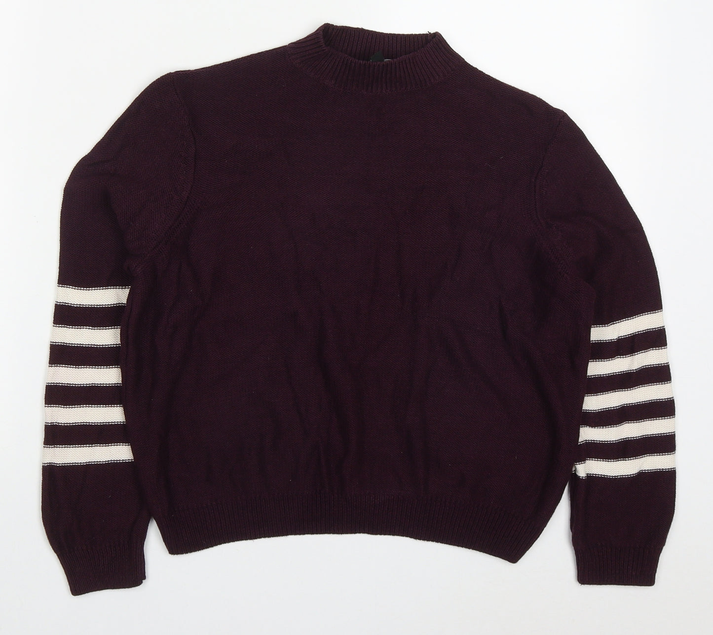 New Look Girls Purple Round Neck Striped Viscose Pullover Jumper Size 12-13 Years  Pullover
