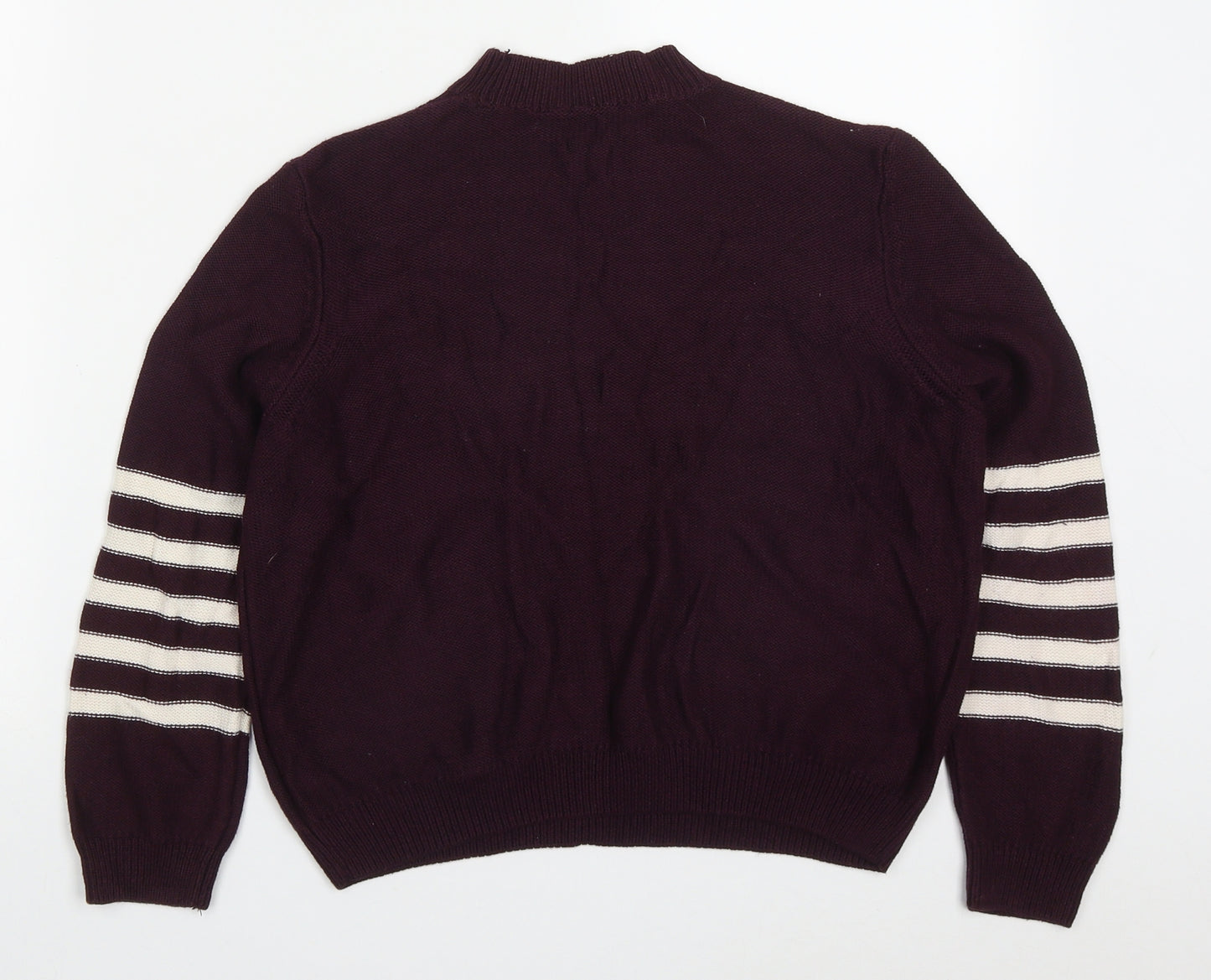 New Look Girls Purple Round Neck Striped Viscose Pullover Jumper Size 12-13 Years  Pullover