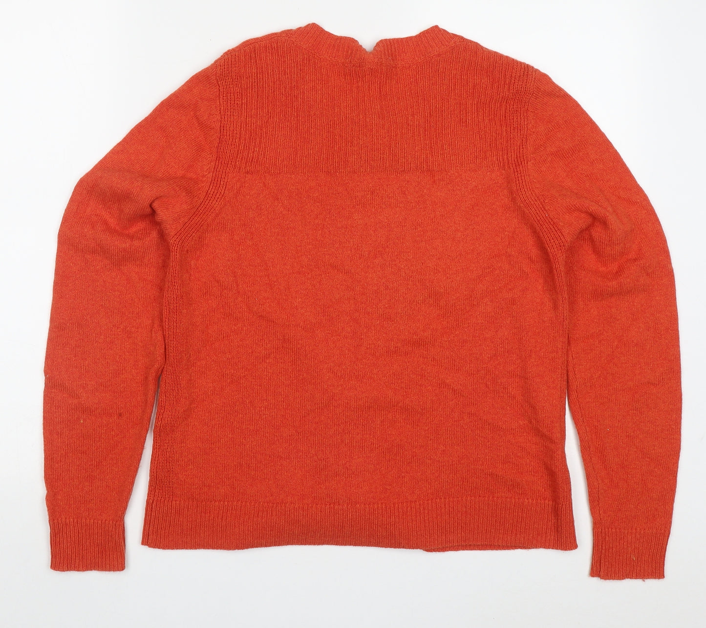 White Stuff Womens Orange Round Neck  Nylon Cardigan Jumper Size 14