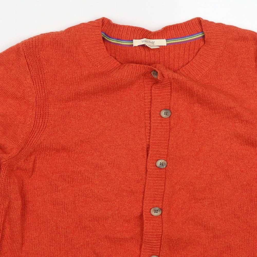 White Stuff Womens Orange Round Neck  Nylon Cardigan Jumper Size 14