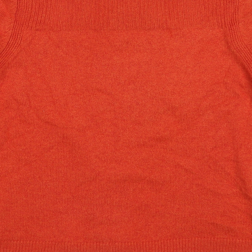 White Stuff Womens Orange Round Neck  Nylon Cardigan Jumper Size 14