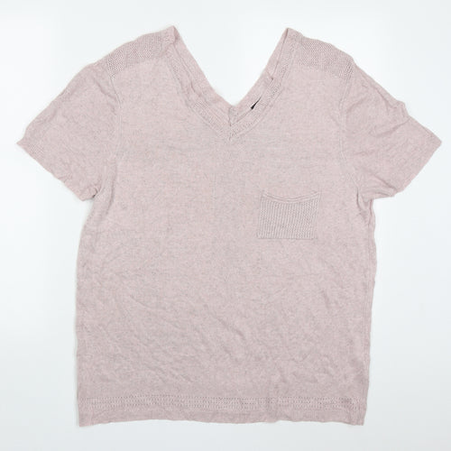 Kaleidoscope Womens Pink V-Neck  Viscose Pullover Jumper Size 16