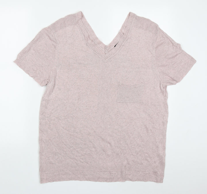 Kaleidoscope Womens Pink V-Neck  Viscose Pullover Jumper Size 16
