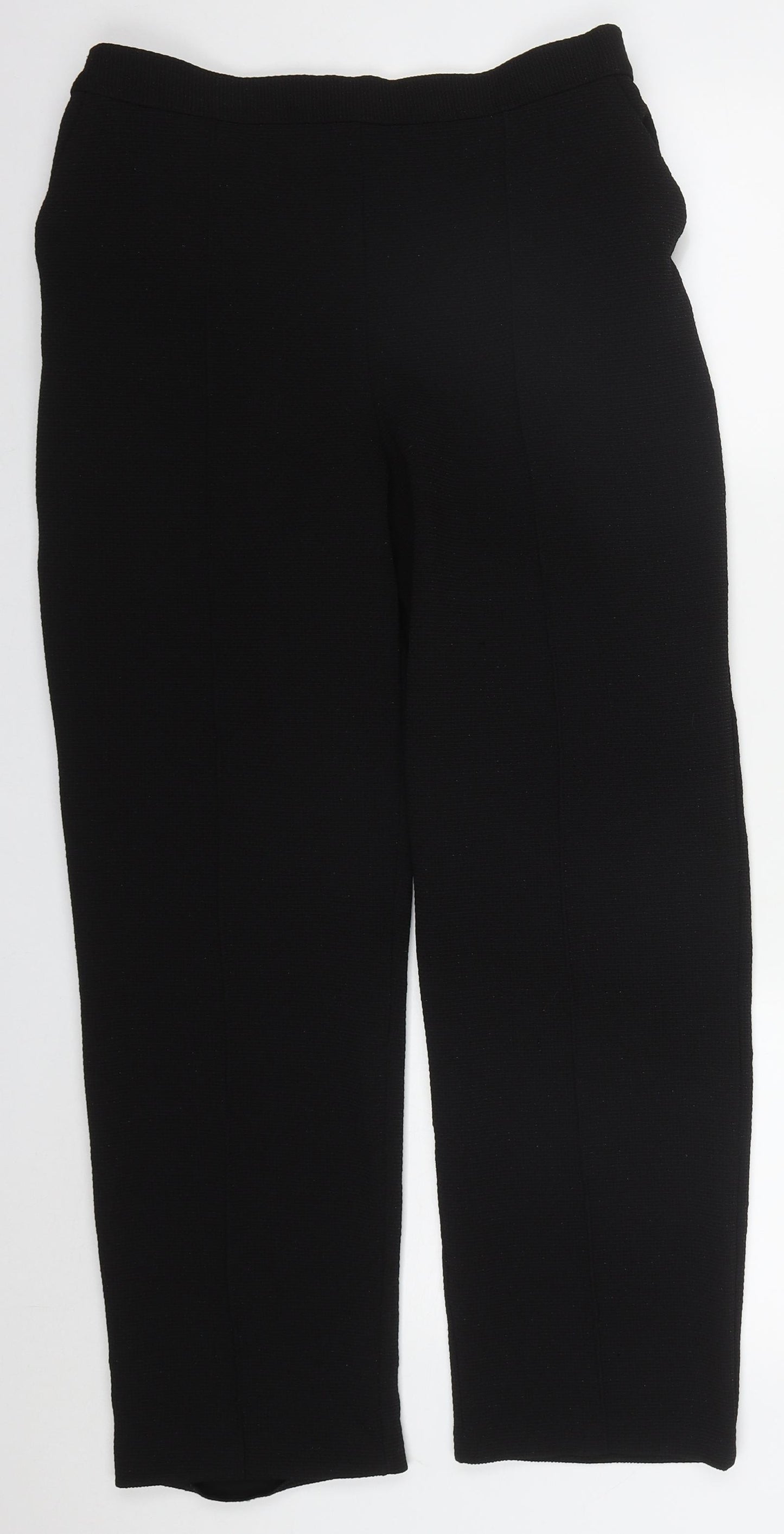 Papaya Womens Black  Polyester Trousers  Size 12 L27 in Regular