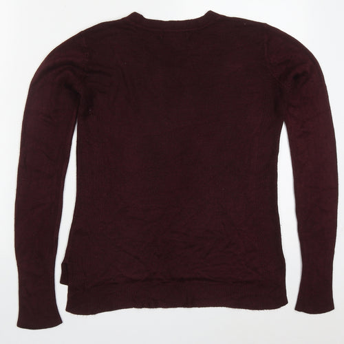 Primark Womens Red Round Neck  Acrylic Pullover Jumper Size 4   - Burgundy