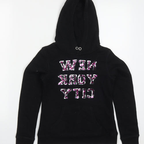 H&M Girls Black  Cotton Pullover Hoodie Size 11-12 Years  Pullover - Backwards New York City