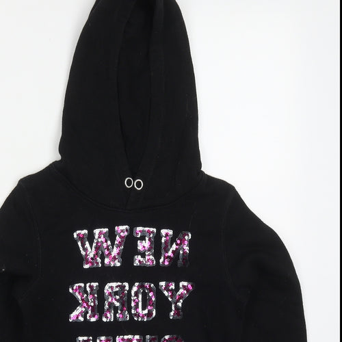 H&M Girls Black  Cotton Pullover Hoodie Size 11-12 Years  Pullover - Backwards New York City