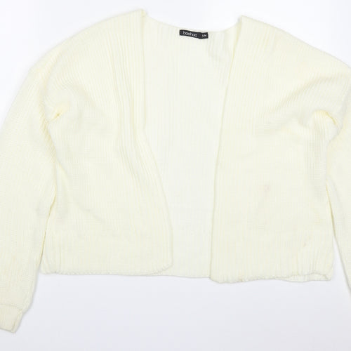 Boohoo Womens Ivory V-Neck  Acrylic Cardigan Jumper Size S   - Cream Colour