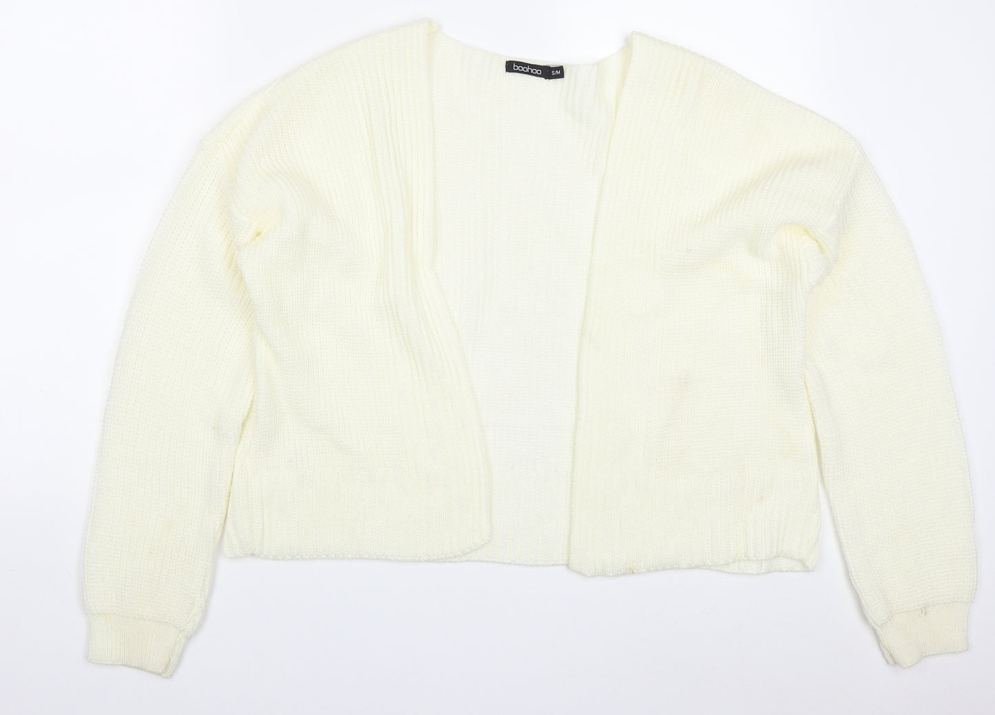 Boohoo Womens Ivory V-Neck  Acrylic Cardigan Jumper Size S   - Cream Colour