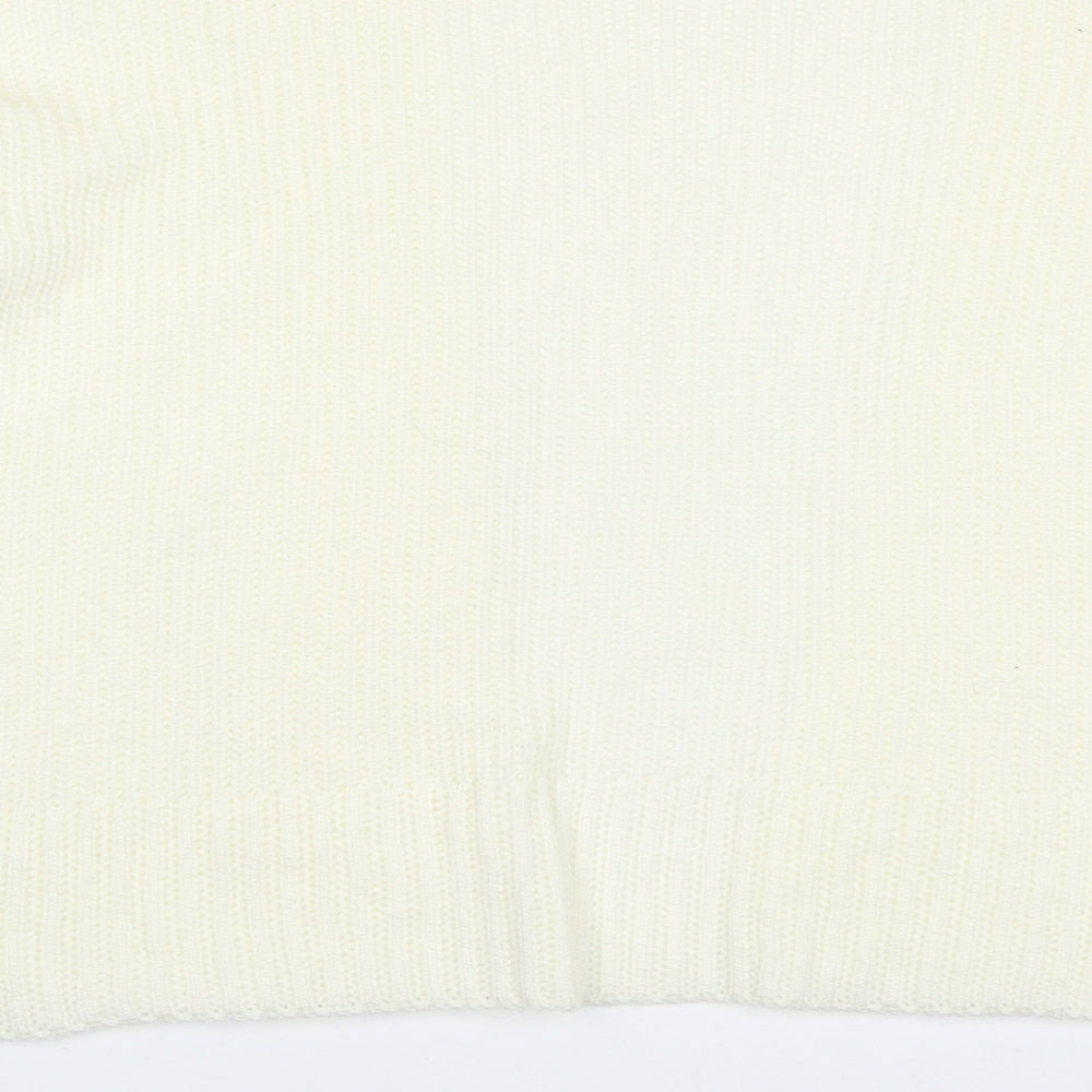 Boohoo Womens Ivory V-Neck  Acrylic Cardigan Jumper Size S   - Cream Colour