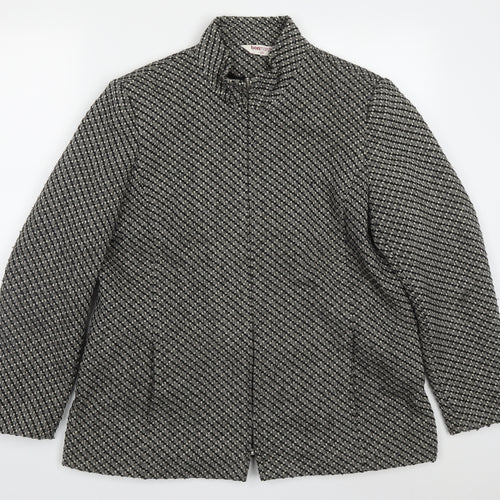 Bonmarché Womens Grey Geometric  Jacket Coat Size 20  Zip