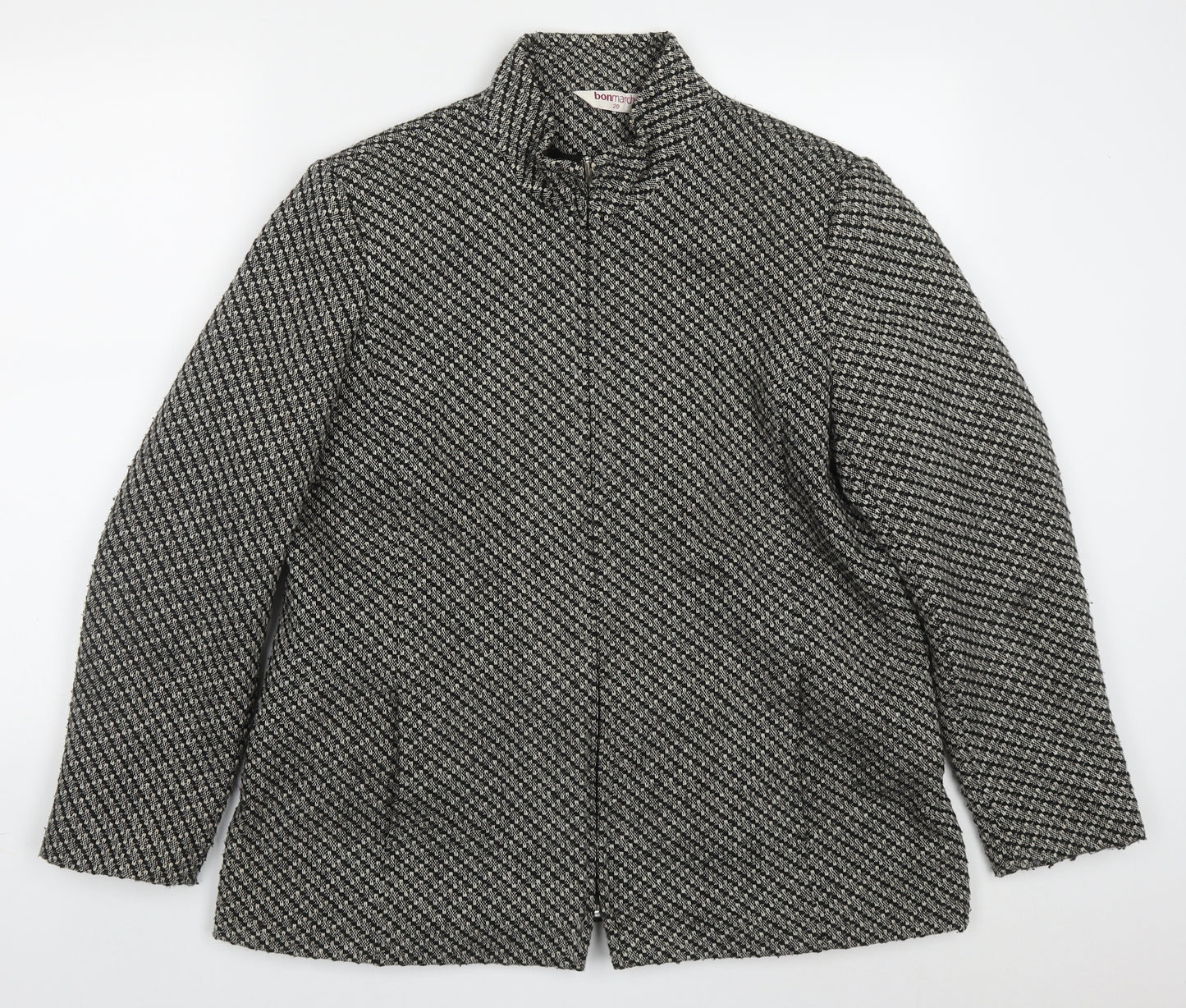 Bonmarché Womens Grey Geometric  Jacket Coat Size 20  Zip