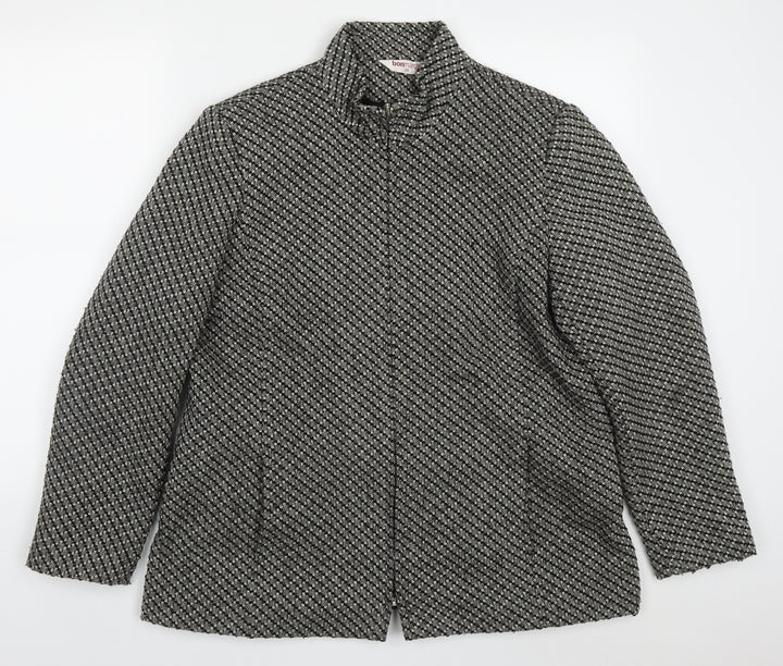 Bonmarché Womens Grey Geometric  Jacket Coat Size 20  Zip
