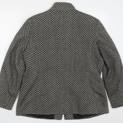 Bonmarché Womens Grey Geometric  Jacket Coat Size 20  Zip
