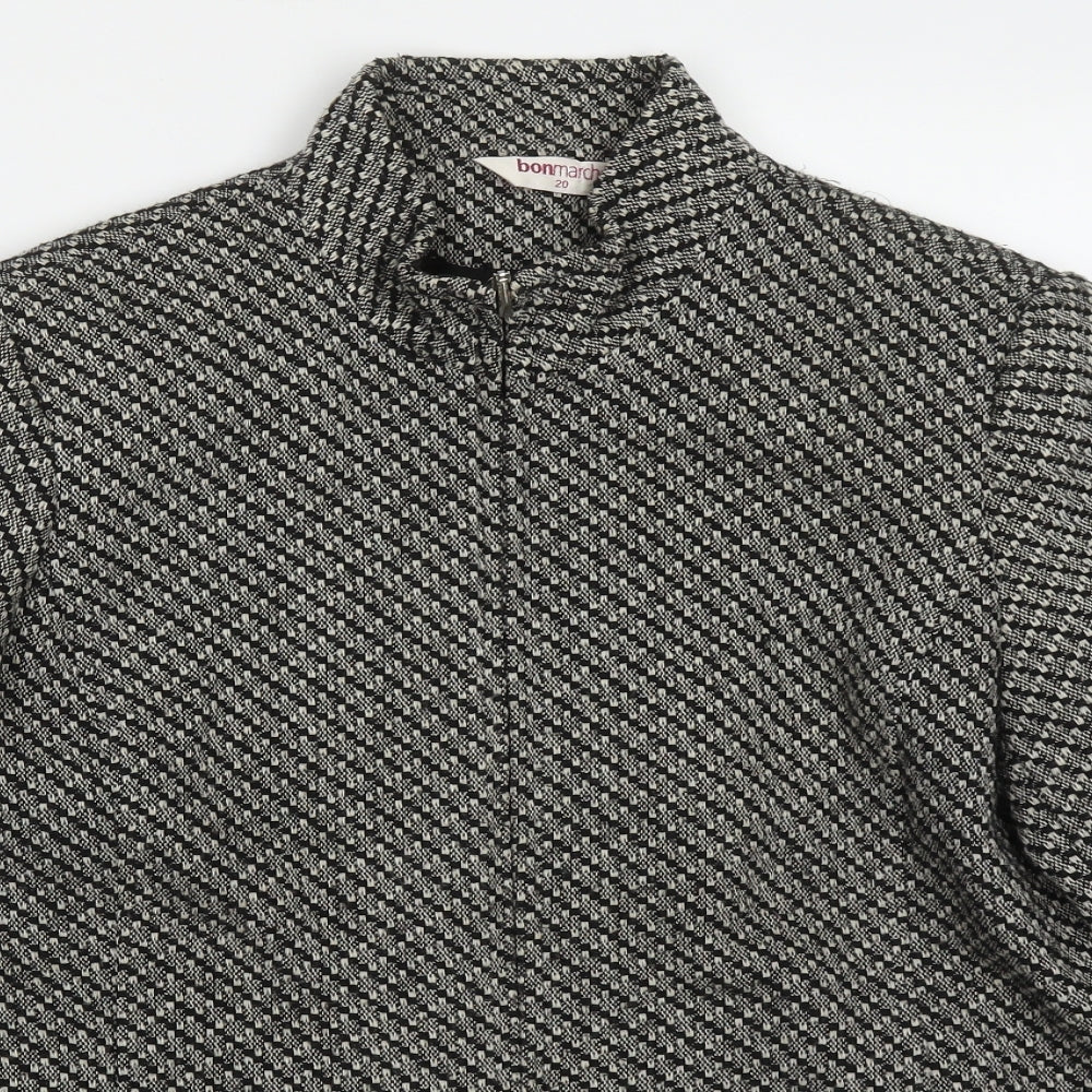 Bonmarché Womens Grey Geometric  Jacket Coat Size 20  Zip
