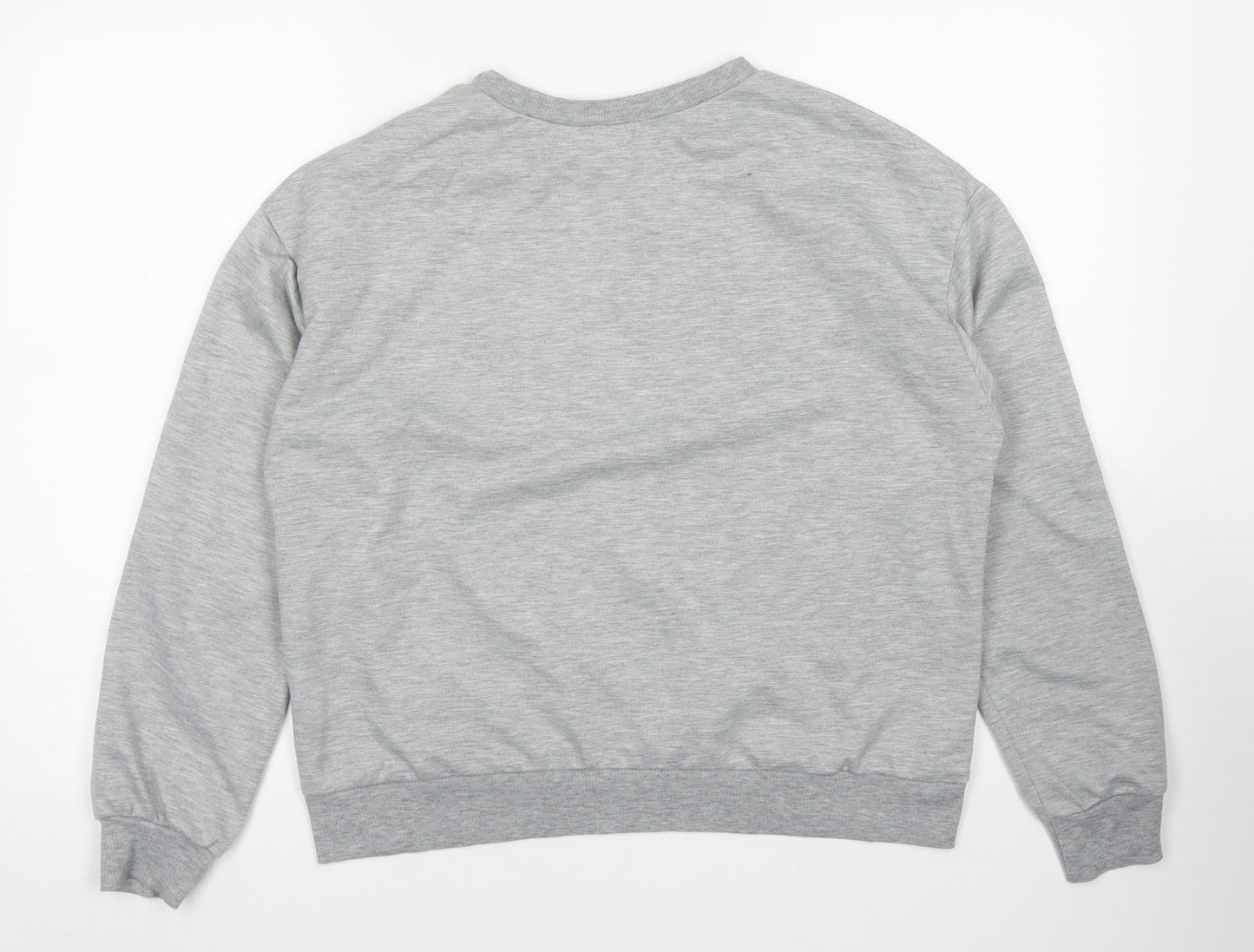 SheIn Womens Grey  Polyester Pullover Sweatshirt Size L