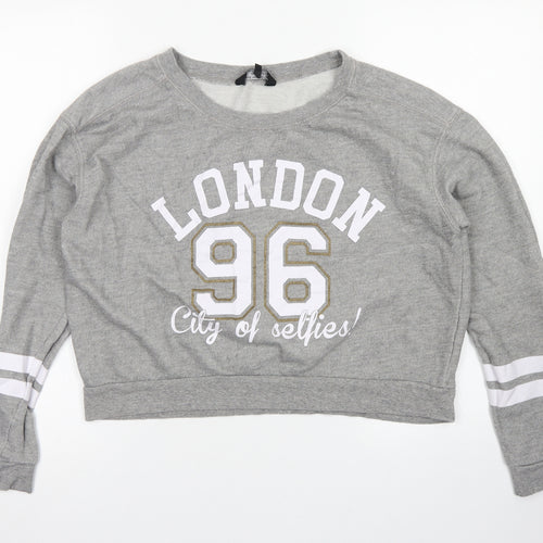 915 Generation Girls Grey  Cotton Pullover Sweatshirt Size 14-15 Years   - Cropepd