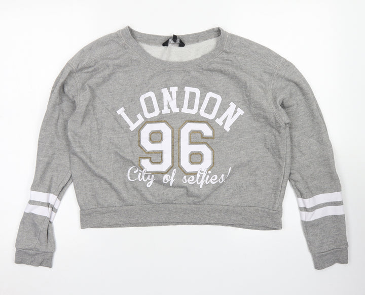 915 Generation Girls Grey  Cotton Pullover Sweatshirt Size 14-15 Years   - Cropepd