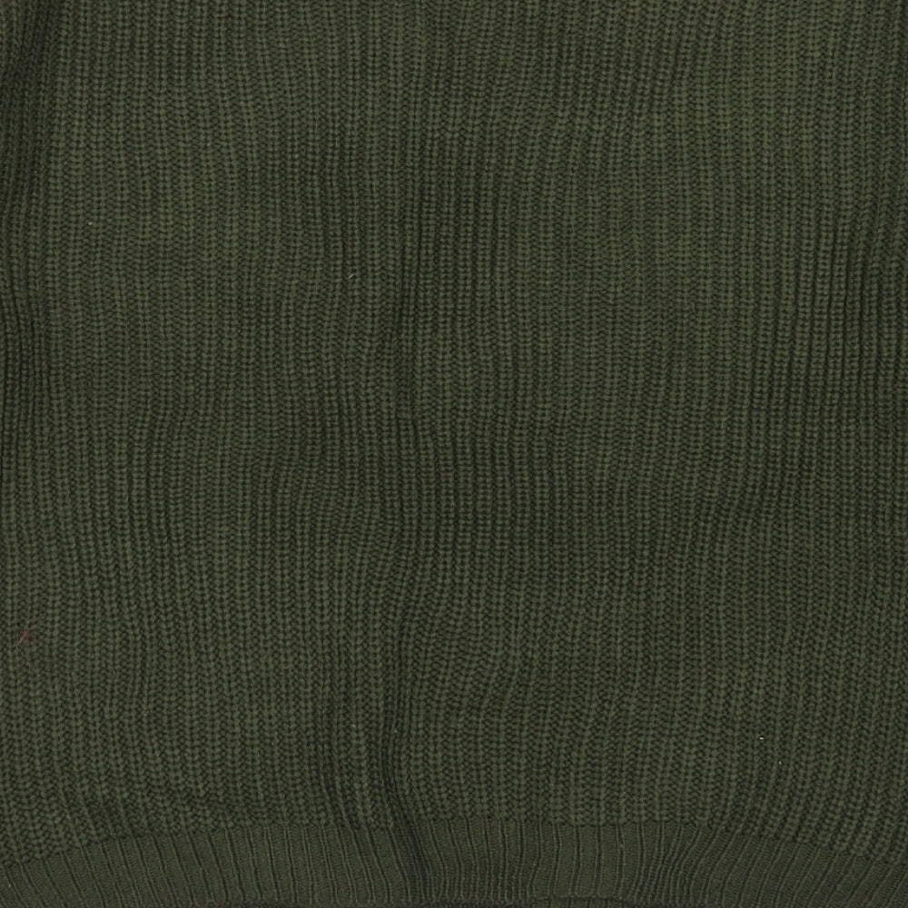 Missguided Womens Green Boat Neck  Acrylic Pullover Jumper Size S