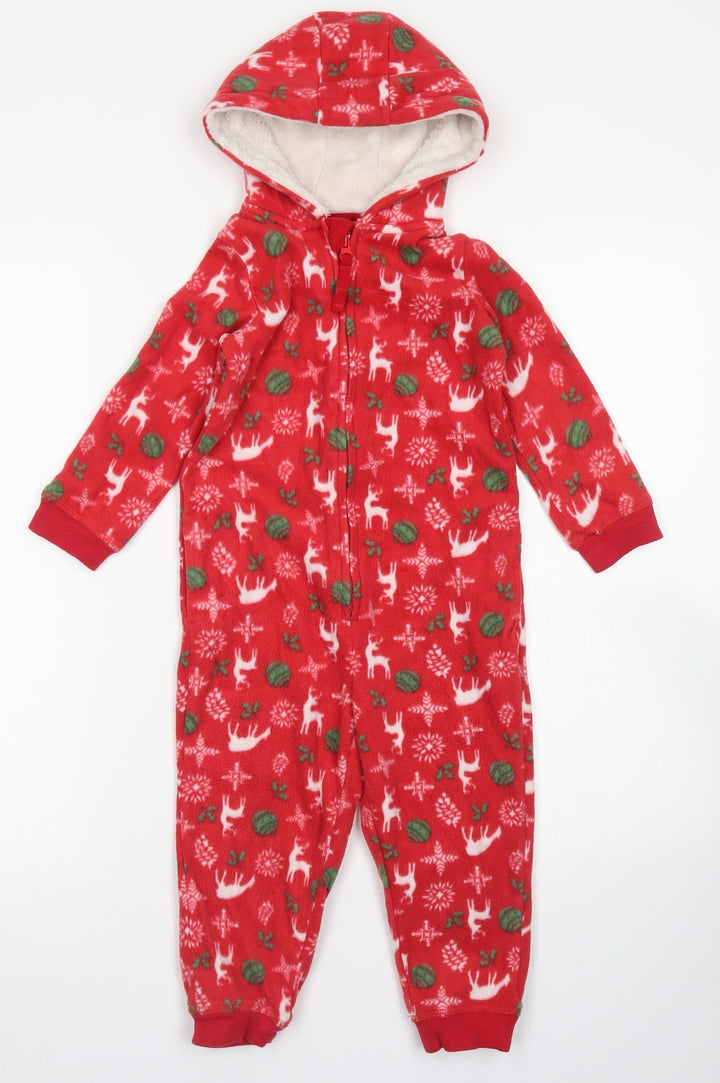 Lupilu Boys Red Fair Isle Polyester  One Piece Size 2-3 Years  Zip