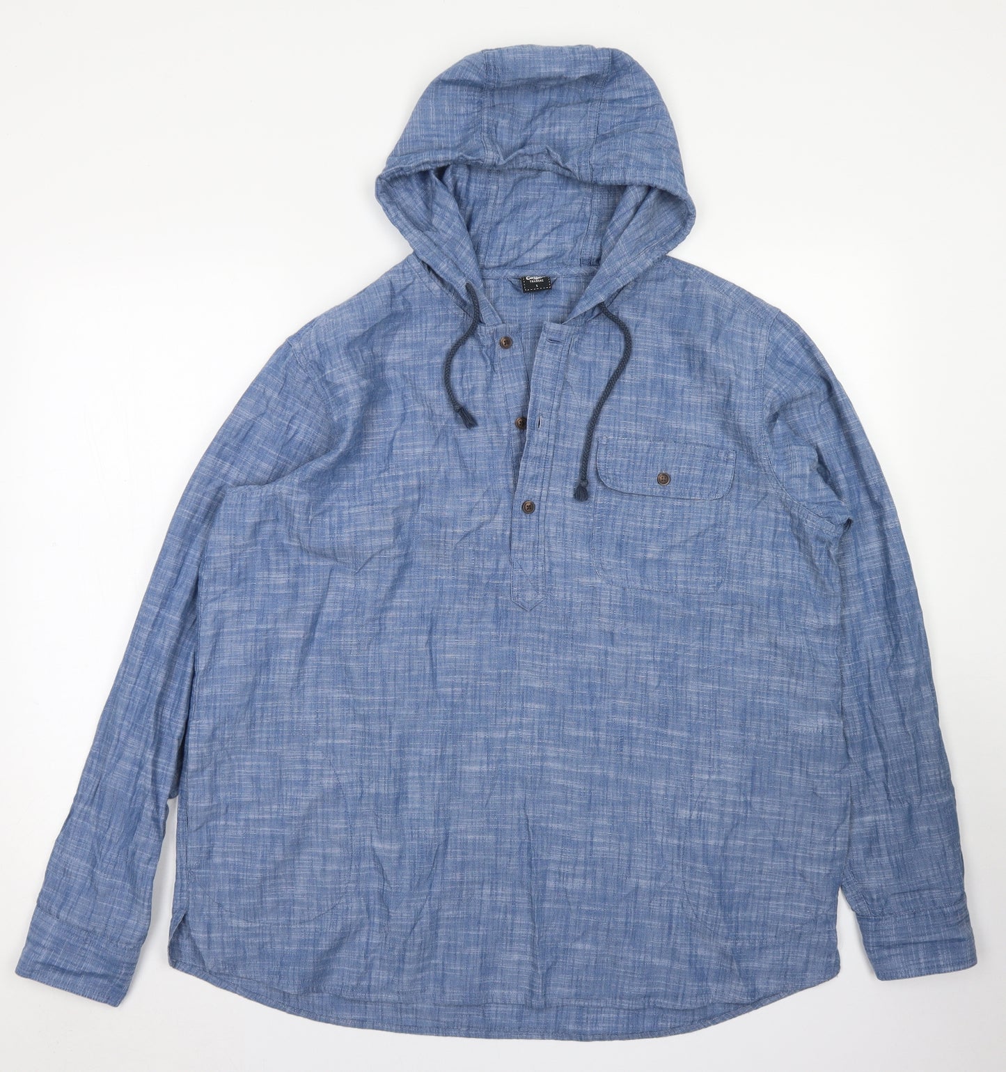 Cotton Traders Mens Blue  Cotton Pullover Hoodie Size L