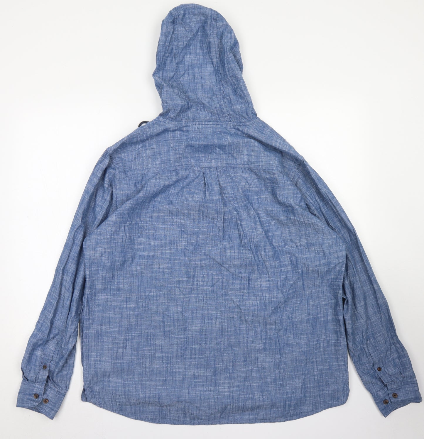 Cotton Traders Mens Blue  Cotton Pullover Hoodie Size L