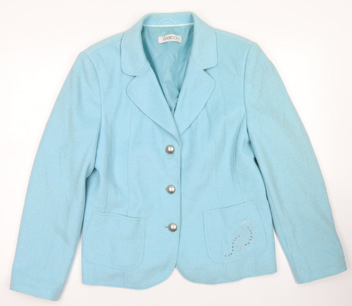 Gelco Womens Blue  Polyester Jacket Blazer Size 14