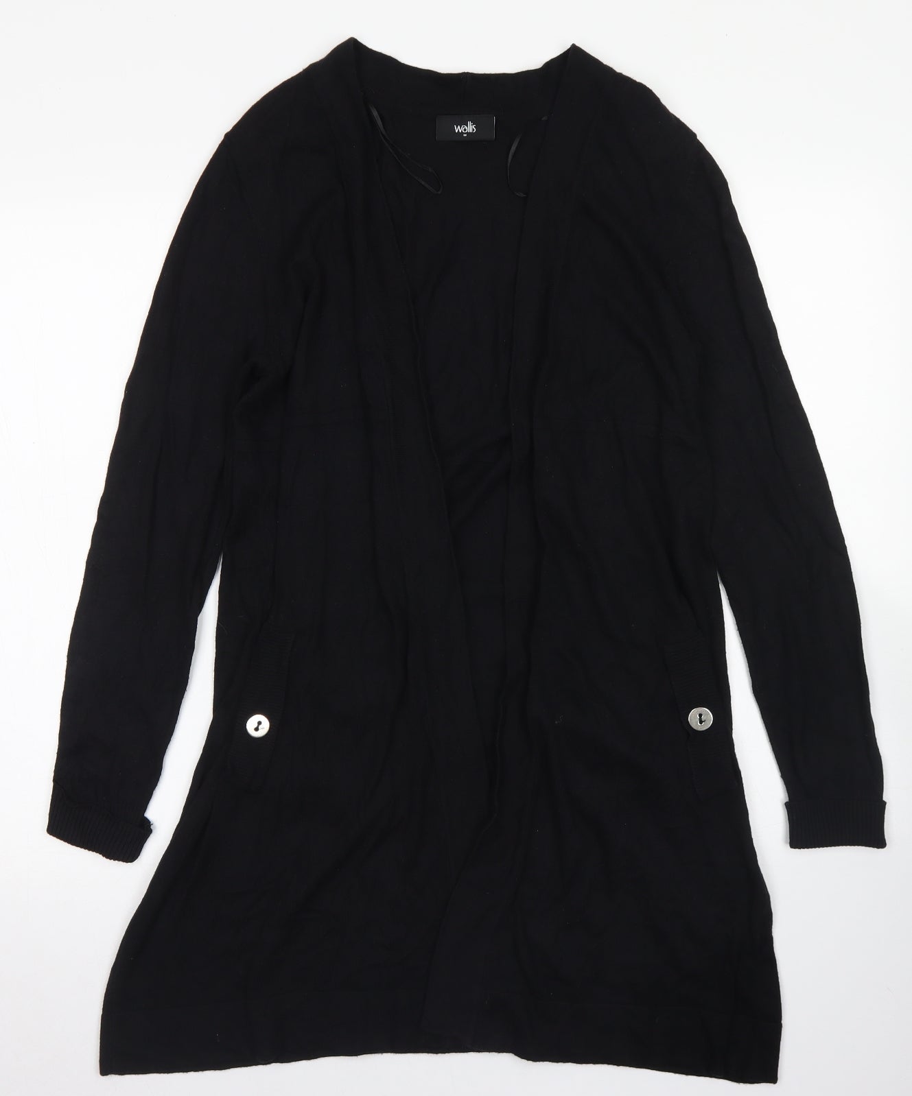 Wallis Womens Black Round Neck  Nylon Cardigan Jumper Size M