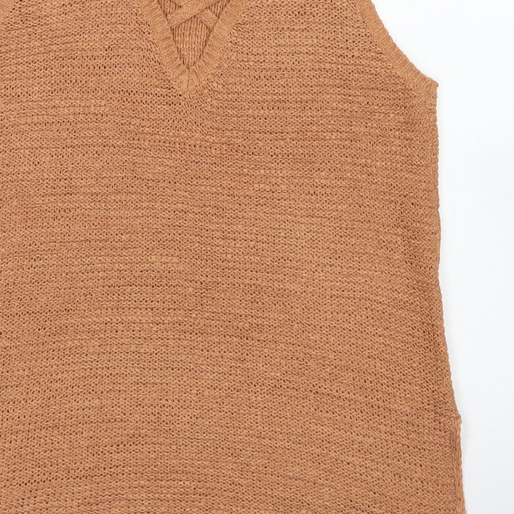 New Look Womens Brown Round Neck  Acrylic Vest Jumper Size 8