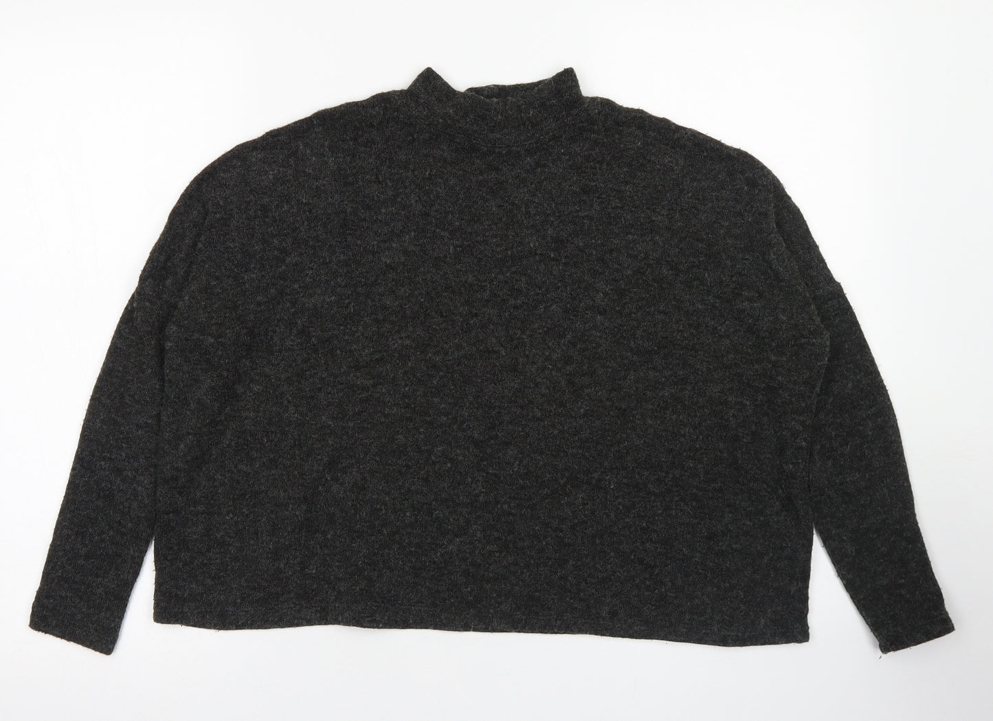 Divided Womens Grey  Acrylic Cropped T-Shirt Size XS Mock Neck - Cropped