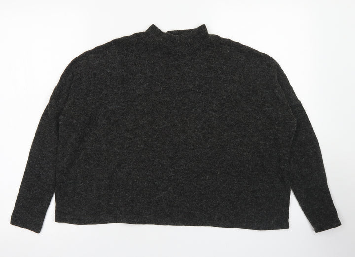 Divided Womens Grey  Acrylic Cropped T-Shirt Size XS Mock Neck - Cropped