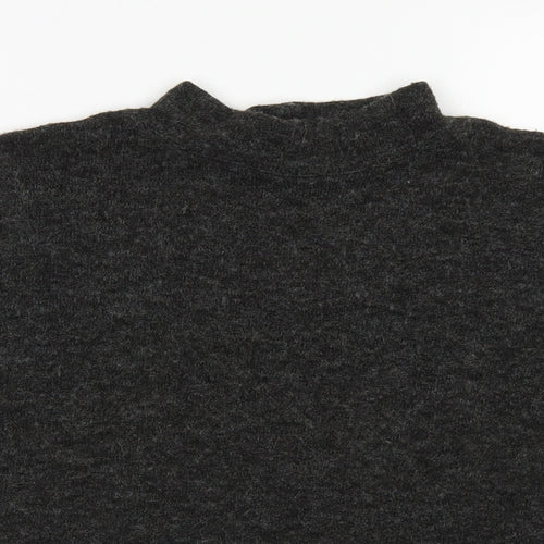 Divided Womens Grey  Acrylic Cropped T-Shirt Size XS Mock Neck - Cropped