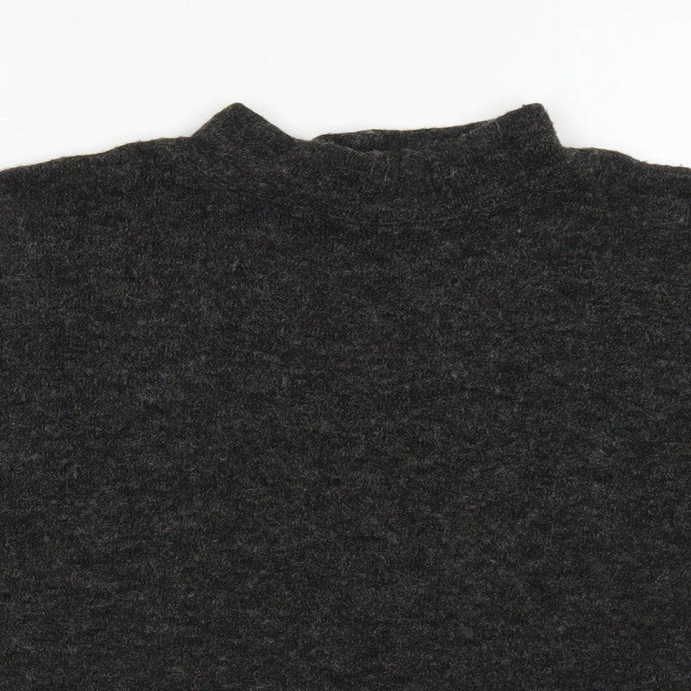 Divided Womens Grey  Acrylic Cropped T-Shirt Size XS Mock Neck - Cropped