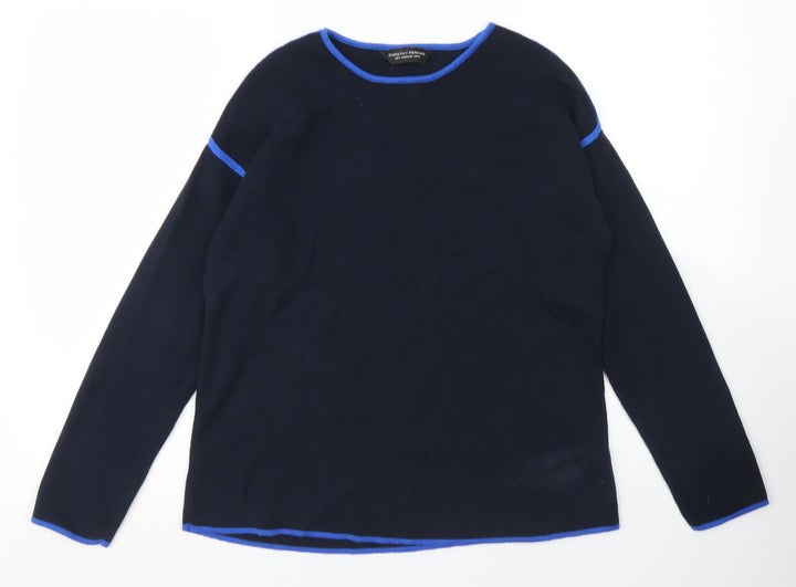 Dorothy Perkins Womens Blue Round Neck  Cotton Pullover Jumper Size 12