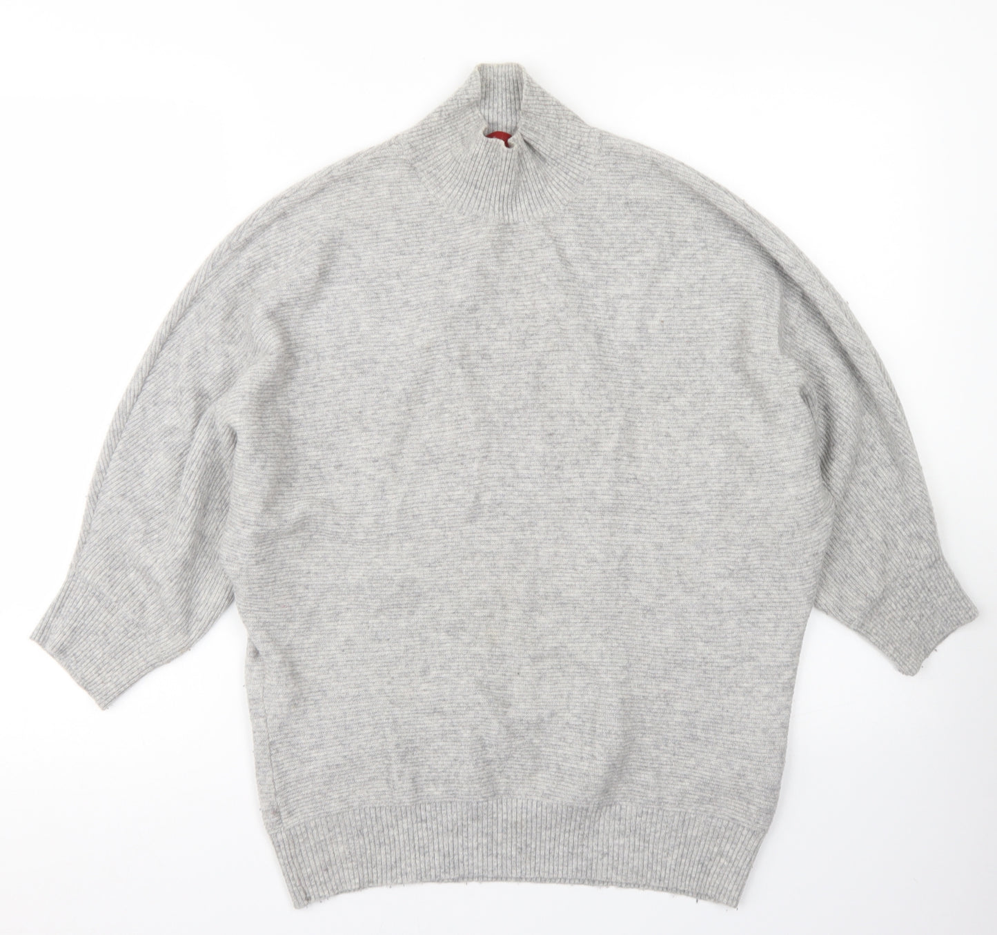 Olsen Womens Grey Mock Neck  Wool Pullover Jumper Size 12