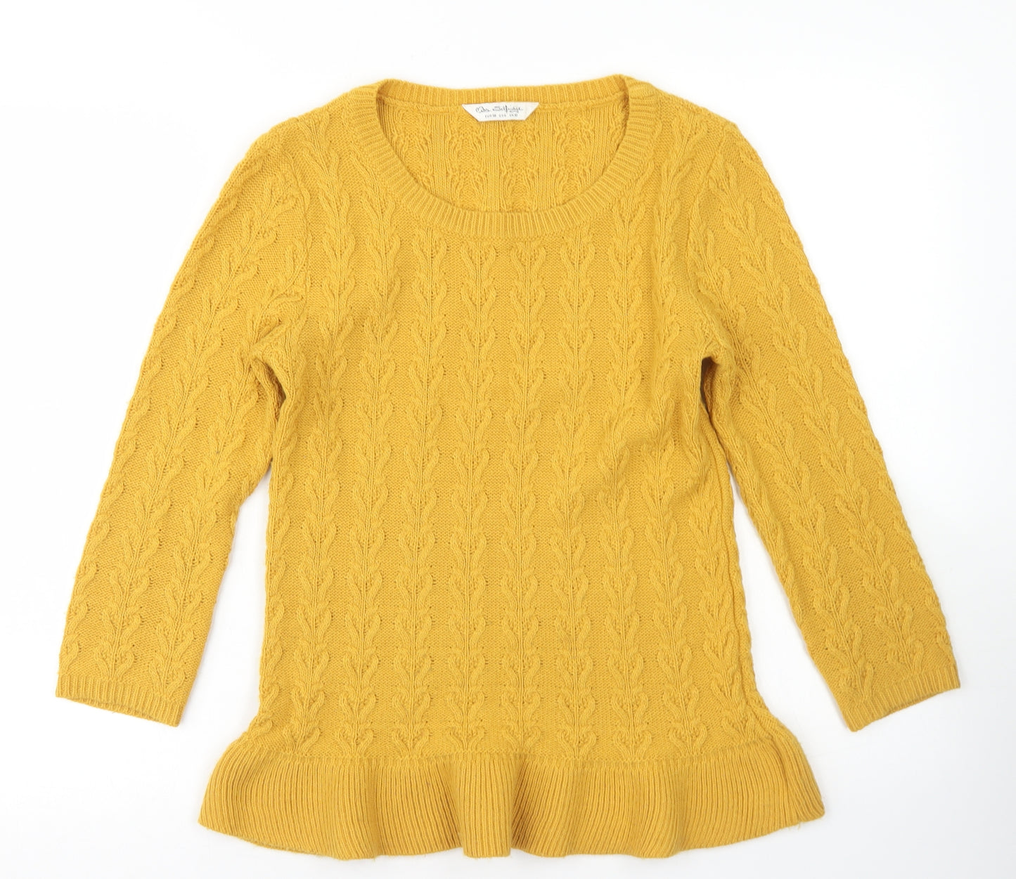 Miss Selfridge Womens Yellow Crew Neck  Acrylic Pullover Jumper Size 10   - Peplum