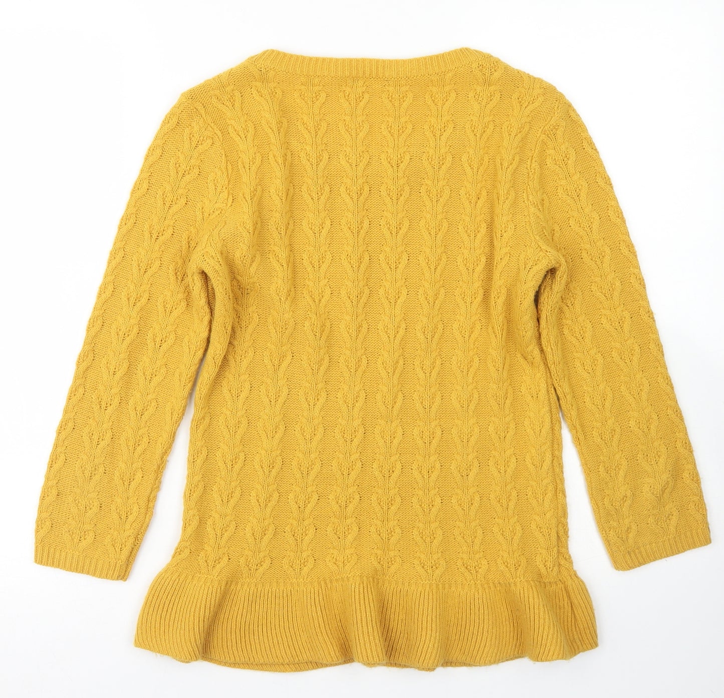 Miss Selfridge Womens Yellow Crew Neck  Acrylic Pullover Jumper Size 10   - Peplum